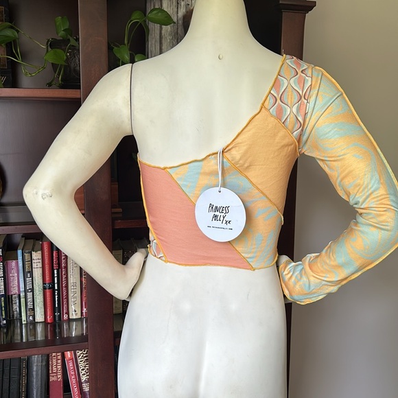 NWT Princess Polly Otis Orange Multicolor one Arm Top - Picture 6 of 8
